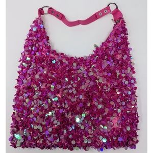 Unique Fuchsia Sequin Paillette Shoulder Bag